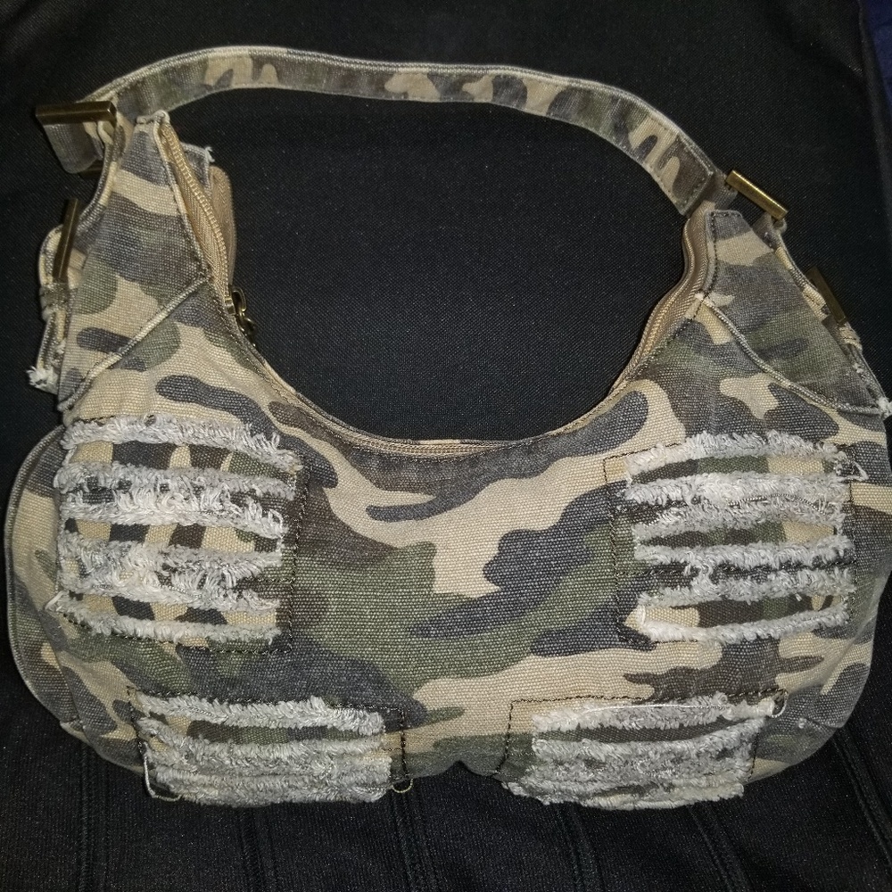 Distressed Canvas Army Camouflage Purse